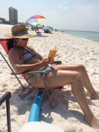 Katie Reading on the Beach