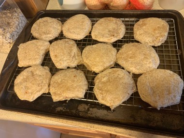 flat pao de quiejo on wire cooling rack