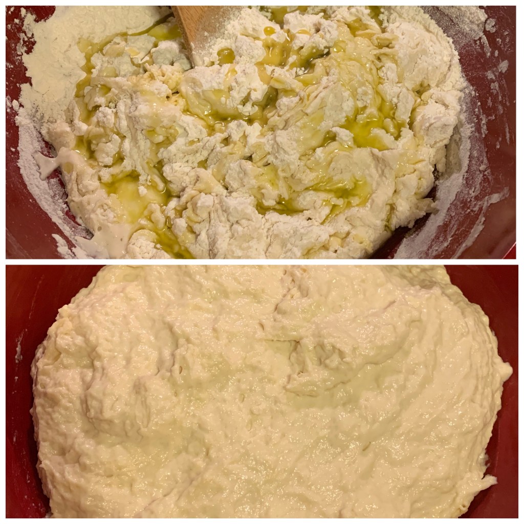 Top: mixed ingredients covered in olive oil